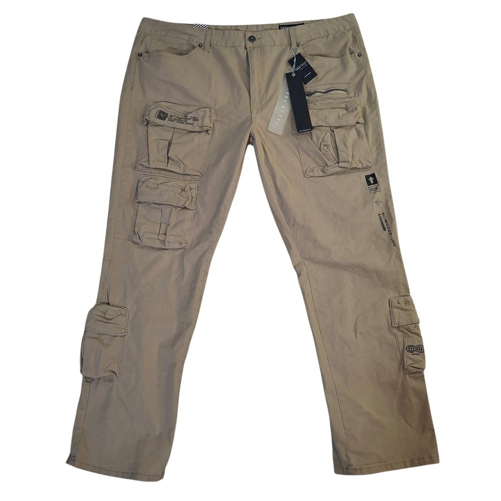 Smoke Rise Cargo Pants‎ Mens 42x32 Khaki Straight Fit Multi Pocket NEW